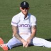 Ben Stokes sits on the pitch