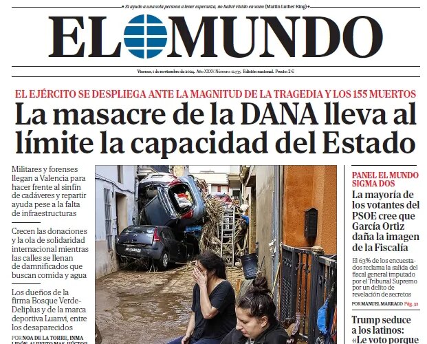 Portada de EL MUNDO del viernes 1 de noviembre de 2024