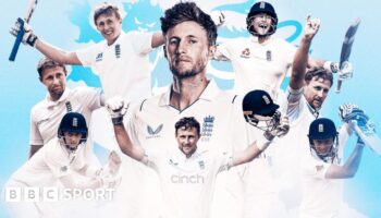 Joe Root celebrates a century