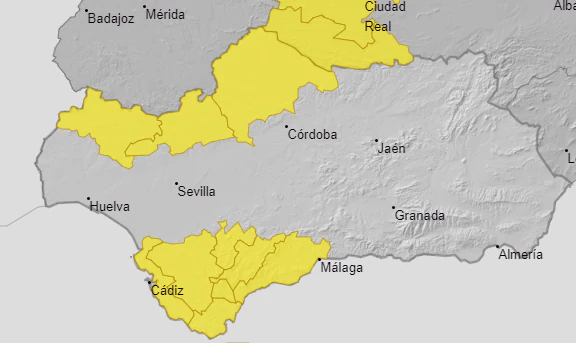 Sevilla, Cádiz, Huelva, Córdoba y Málaga, en alerta amarilla por lluvías intensas, aunque mejorará por la tarde