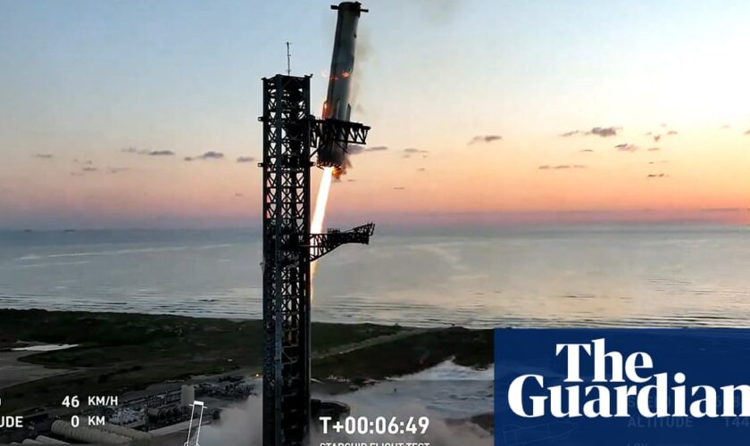 SpaceX launches Starship rocket and catches booster in giant metal arms