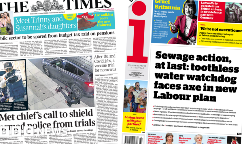 The Papers: 'Call to shield police from trials' and Ofwat 'faces axe'