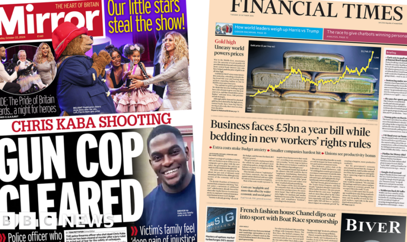 The Papers: 'Gun cop cleared' and 'workplace reforms could cost £5bn'