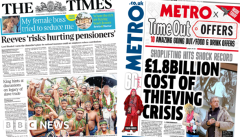 The Papers: Reeves 'risks hurting pensioners' and shoplifting 'crisis'