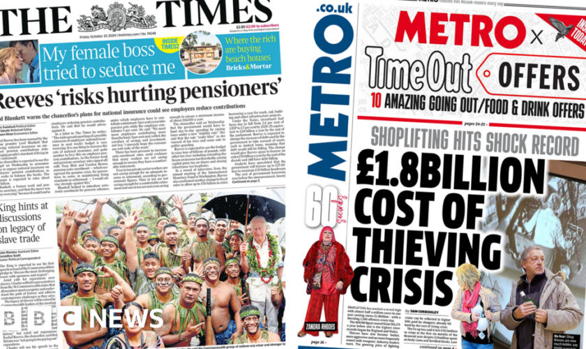 The Papers: Reeves 'risks hurting pensioners' and shoplifting 'crisis'