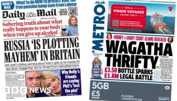 The Papers:  'Russia plotting mayhem' and 'Wagatha Thrifty'