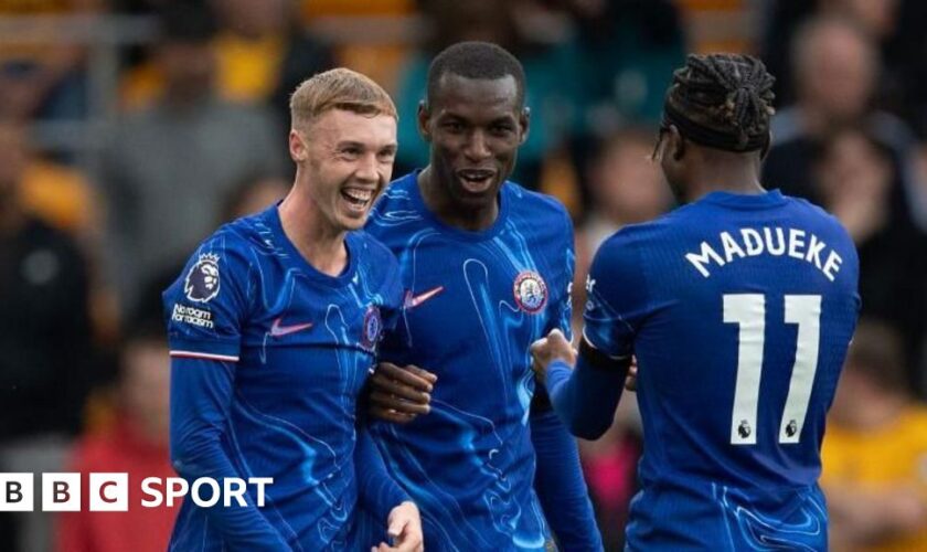 Enzo Maresca celebrates a Chelsea goal