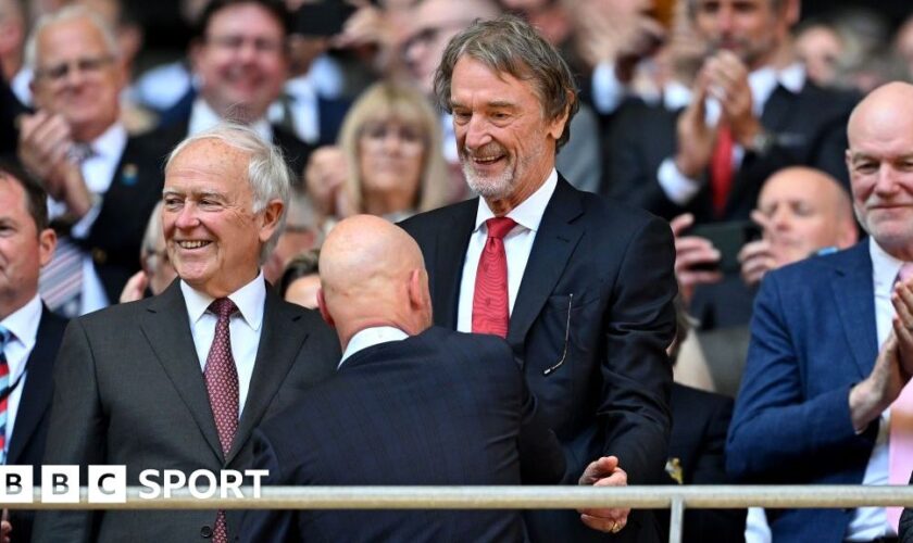 The United delegation at Villa Park in October included co-owner Sir Jim Ratcliffe, Ineos, head of sport Dave Brailsford, chief executive Omar Berrada, sporting director Dan Ashworth, technical director Jason Wilcox and former manager Sir Alex Ferguson.