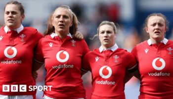 Natalia John, Georgia Evans, Keira Bevan and Lleucu George line up for Wales