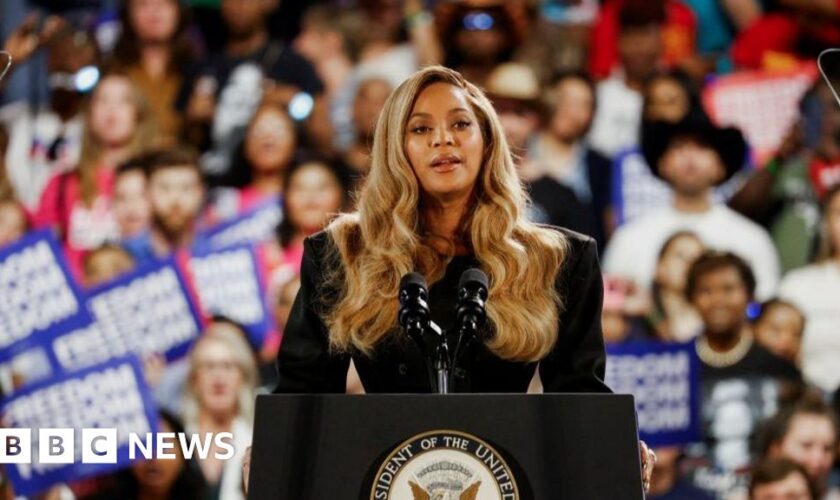 Watch: Beyoncé tells Kamala Harris rally US is 'at the precipice'