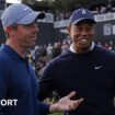 Rory McIlroy and Tiger Woods pictured during the Genesis Invitational in 2024