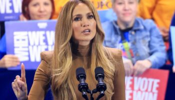 Jennifer Lopez at the rally in Las Vegas. Pic: Reuters