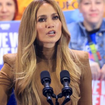 Jennifer Lopez at the rally in Las Vegas. Pic: Reuters