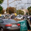 Abandoned cars pile up on railway tracks after flooding in Alfafar, Valencia. Pic: Reuters