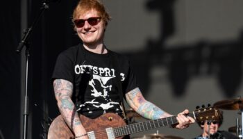 Ed Sheeran performs with The Offspring during BottleRock Napa Valley on Sunday, May 26, 2024, in Napa, Calif. (Photo by Amy Harris/Invision/AP)