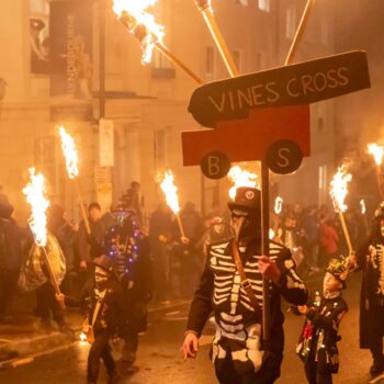 Part of the parade in 2023. Pic: AP