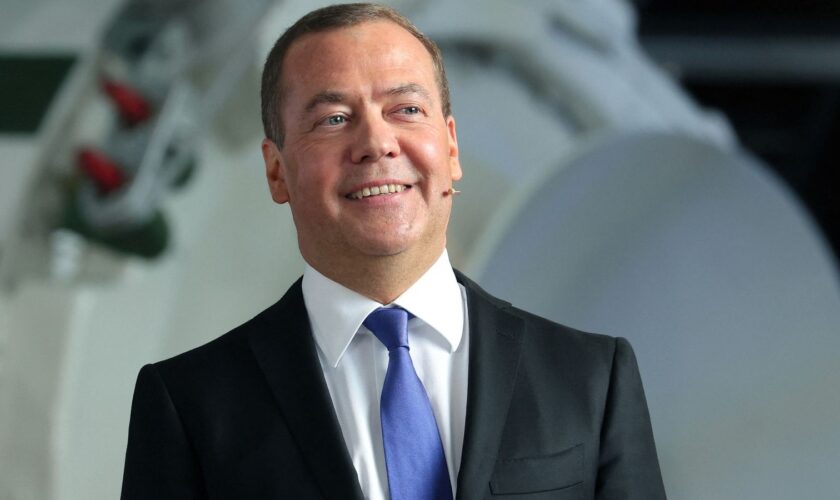 Deputy head of Russia's Security Council Dmitry Medvedev in 2023. Sputnik/Yekaterina Shtukina/Reuters