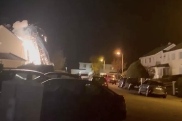 Firework filmed striking home causing major damage as couple narrowly escape injury