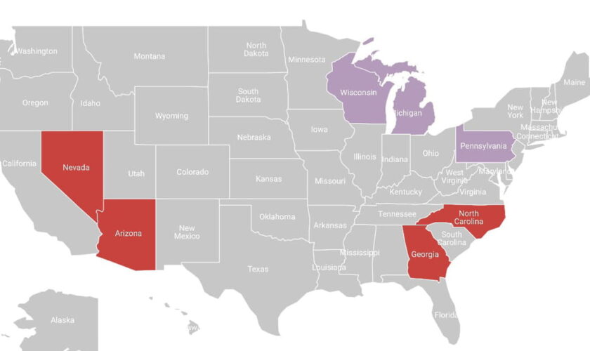 Swing States : résultats des sondages dans ces 7 Etats clés de l'élection américaine