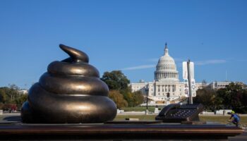 Un jour avant l’élection américaine, des mini-cacas en bronze apparaissent devant le Capitole