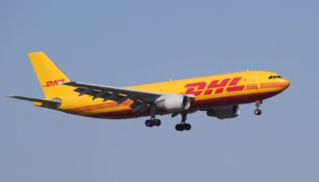 Leipzieg, Germany – March 31, 2020: A beautiful shot of the airplane DHL flights landing at DHL hub in Leipzig LEJ, Germany. Pic: iStock