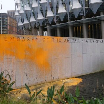 Just Stop Oil sprays orange paint on US embassy after Trump wins election