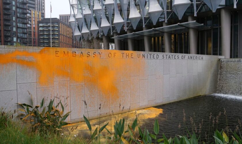 Just Stop Oil sprays orange paint on US embassy after Trump wins election