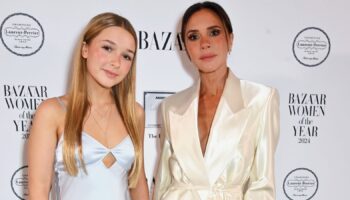 Harper Beckham and Victoria Beckham attend the 2024 Harper's Bazaar Women of the Year Awards at Claridge's Hotel on 5 November 2024. Pic: Dave Benett/ Harper's Bazaar