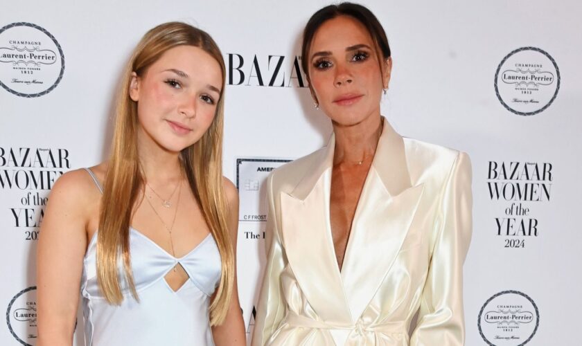 Harper Beckham and Victoria Beckham attend the 2024 Harper's Bazaar Women of the Year Awards at Claridge's Hotel on 5 November 2024. Pic: Dave Benett/ Harper's Bazaar