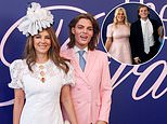 Elizabeth Hurley cuts an elegant figure in a white lace gown as she joins her lookalike son Damian at Crown Oaks Day - but will she catch up with her late ex Shane Warne's kids?