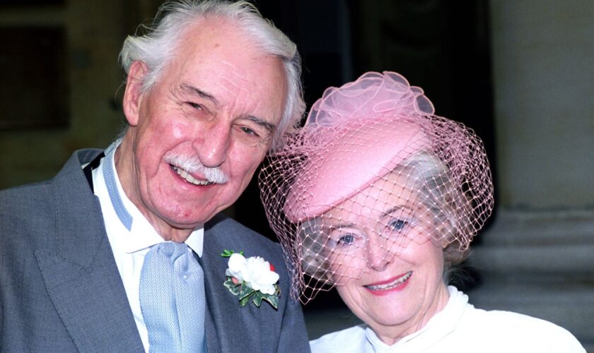 June Spencer with late actor Arnold Peters, who played her Archer's husband. Pic: BBC via PA