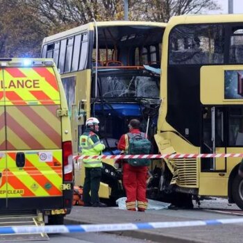 At least 13 injured in Manchester after two double decker buses smash into each other