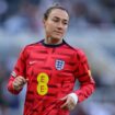 Lucy Bronze training for England earlier this year. Pic: Reuters