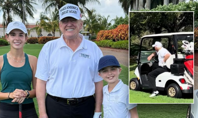 Trump spends time golfing with grandkids near Mar-a-Lago after landslide election victory