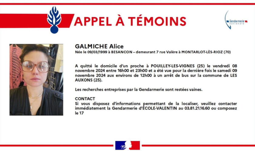 Disparition d'étudiante de 25 ans dans le Doubs, un appel à témoins lancé