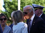 Emotional Biden has to be guided on stage and kisses his sister on the lips at plaque unveiling for late son Beau