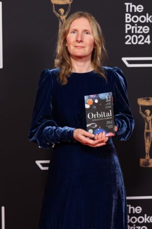 Handout photo issued by Booker Prize of Samantha Harvey attends the Booker Prize 2024 ceremony at Old Billingsgate, London. Ms Harvey has become the first woman since 2019 to win the Booker Prize. Her book Orbital, about astronauts looking down at Earth, was named as the winner of the £50,000 prize and trophy. Issue date: Tuesday November 12, 2024.