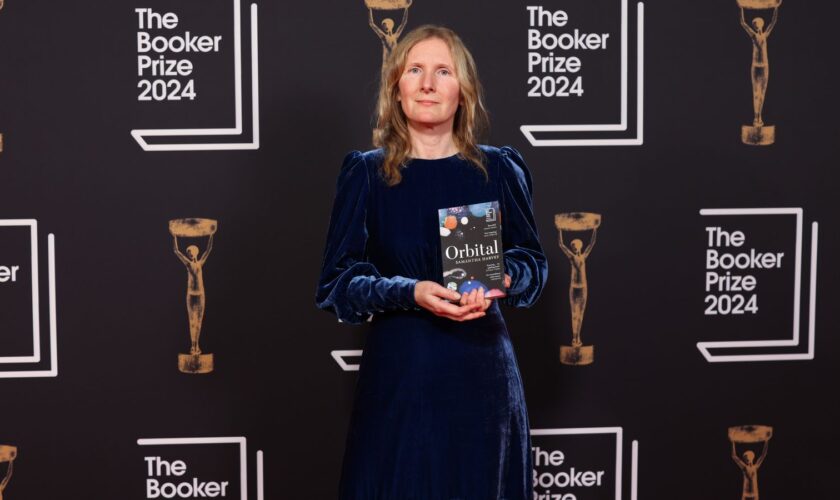 Handout photo issued by Booker Prize of Samantha Harvey attends the Booker Prize 2024 ceremony at Old Billingsgate, London. Ms Harvey has become the first woman since 2019 to win the Booker Prize. Her book Orbital, about astronauts looking down at Earth, was named as the winner of the £50,000 prize and trophy. Issue date: Tuesday November 12, 2024.