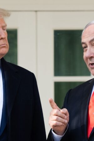 Donald Trump et Benjamin Netanyahou durant une conférence de presse à la Maison blanche, à Washington, Etats-Unis, le 27 janvier 2020.