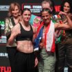 Katie Taylor and Amanda Serrano tip the scales at same weight ahead of bout