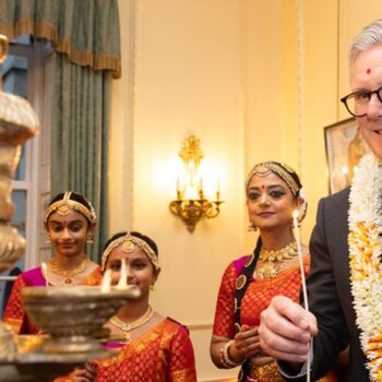 Downing Street has apologised after meat and alcohol were served at a Diwali celebration. Pic: Downing Street