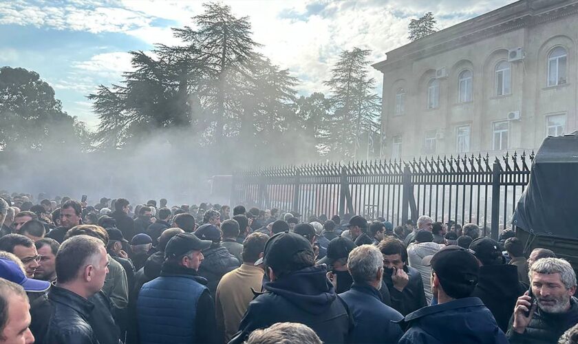 Protesters storm Putin-backed parliament in Georgia breakaway region