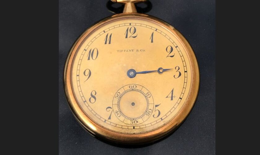 A gold pocket watch given to the British boat captain who rescued more than 700 passengers from the Titanic has sold at auction . Pic: PA/ Henry Aldridge and Son