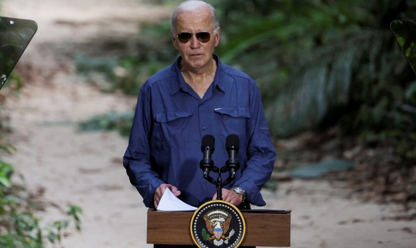 Joe Biden delivered his remarks in Brazil. Pic: Reuters