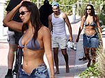 Maya Jama showcases her incredible figure in a ribbed lilac bikini as she joins internet personality Craig Mitch for a stroll around Miami after split with Stormzy