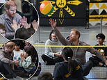 Prince Harry shows off his sporty skills as he plays a game of sitting volleyball with delighted children at Vancouver school