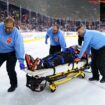 NHL ref leaves game on stretcher after colliding with Avalanche player