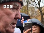 'Classic BBC!': Moment Jeremy Clarkson scolds Victoria Derbyshire for 'biased' questions as he joins tens of thousands of farmers for protest against Labour's inheritance tax raid