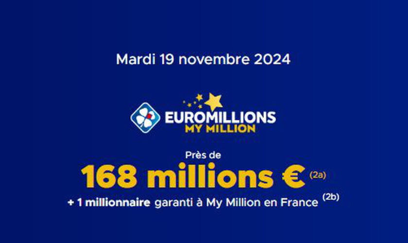 Résultat Euromillions (FDJ) : le tirage de ce mardi 19 novembre 2024, 168 millions d'euros en jeu