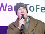 Moment Jeremy Clarkson is cheered by crowds at farmers 'tractor tax' protest as he slams BBC after clash with Victoria Derbyshire over 'biased' questions